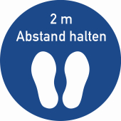 Fussbodenaufkleber Blau &lt;br /&gt;&#171;2 m Abstand halten&#187;