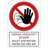Aufkleber &#171;Corona Verdacht? Stopp&#187;