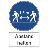 Warnschild &#171;1.5 m Abstand halten&#187;