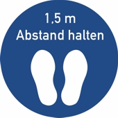 Fussbodenaufkleber Blau &lt;br /&gt;&#171;1.5 m Abstand halten&#187;